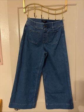 SPANX Blue Wide-Leg Cropped Jeans